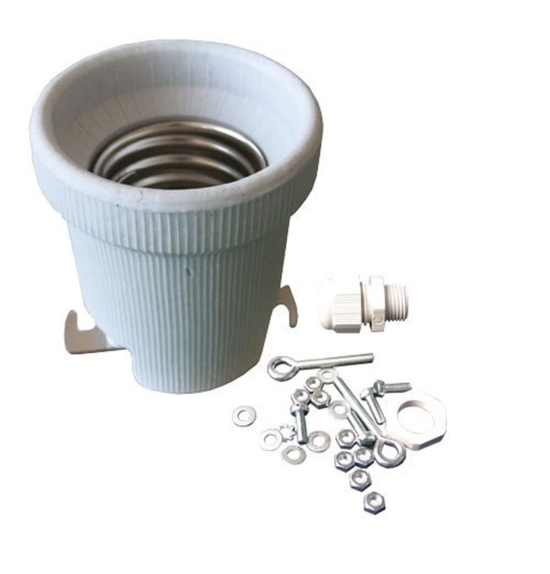 Fassung E40 inkl. Schraubenset M4 mit Kabelverschraubung